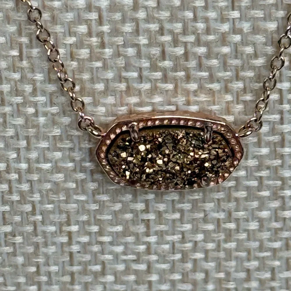 Kendra Scott Elisa Rose Gold Pendant Necklace in Rose Gold Drusy